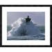 Global Gallery 'Phare du Four lors d'une tempete' by Jean Guichard Framed Photographic Print Metal in Gray | 26 H x 32 W x 1.5 D in | Wayfair