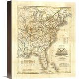 Global Gallery Map of The United States, 1845 by John Warner Barber Graphic Art on Wrapped Canvas Canvas | 16 H x 13 W x 1.5 D in | Wayfair