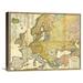 Global Gallery Ethnographische Karte von Europa, 1847 by Heinrich Berghaus Graphic Art on Wrapped Canvas in Yellow | 18 H x 22 W x 1.5 D in | Wayfair