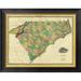 Global Gallery Map of North & South Carolina, 1823 by Henry S. Tanner Framed Graphic Art on Canvas Paper in Green/Yellow | Wayfair