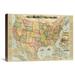 Global Gallery American Union Railroad Map Of The United States, 1871 by Haasis & Lubrecht Graphic Art on Wrapped Canvas in Blue/Pink | Wayfair