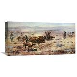 Global Gallery 'The Round Up' by Charles M. Russell Painting Print on Wrapped Canvas Canvas | 12 H x 24 W x 1.5 D in | Wayfair GCS-133263-1224-142