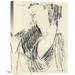 Global Gallery 'Drawing for Drinking' by Amedeo Modigliani Painting Print on Wrapped Canvas in Black | 30 H x 22.8 W x 1.5 D in | Wayfair