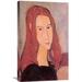 Global Gallery 'Girl Jeanne Hebuterne' by Amedeo Modigliani Painting Print on Wrapped Canvas in Black/Blue/Red | 30 H x 18.9 W x 1.5 D in | Wayfair