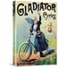 Global Gallery Gladiator Cycles Vintage Advertisement on Wrapped Canvas in Black/Blue/Green | 30 H x 19.74 W x 1.5 D in | Wayfair GCS-294639-30-142