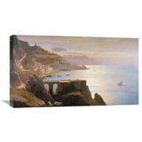 Global Gallery 'Amalfi Coast S.L.L.' by William Stanley Haseltine Painting Print on Wrapped Canvas in Blue/Brown | 17.04 H x 30 W x 1.5 D in | Wayfair