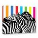 Ebern Designs Zebra Pop Graphic Art on Wrapped Canvas in Blue/Yellow | 14 H x 18 W x 2 D in | Wayfair VKGL5880 33264456