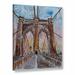 Wrought Studio™ Brooklyn Bridge New York Painting Print on Wrapped Canvas Metal in Blue/Brown | 32 H x 24 W x 2 D in | Wayfair VKGL7858 34892226