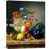 Global Gallery 'Grapes, a Lemon, a Fig & Other Fruit' by Johannes Reekers Painting Print on Wrapped Canvas in Green/Orange/Yellow | Wayfair