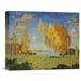 Global Gallery 'Landscape w/ Birch Trees' by Konstantin Ivanovich Gorbatov Painting Print on Wrapped Canvas in Blue/Green/Yellow | Wayfair