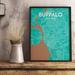 Wrought Studio™ 'Buffalo City Map' Graphic Art Print Poster in Paper in Green | 24 H x 18 W x 0.05 D in | Wayfair VRKG7477 43629908