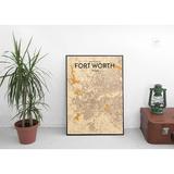 Wrought Studio™ 'Fort Worth City Map' Graphic Art Print Poster in Light Orange Paper in White | 36 H x 24 W x 0.05 D in | Wayfair VRKG7547 43630682