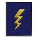 Stupell Industries Graphic Lightning Bolt Gold & Navy Oversized Framed Giclee Texturized Art Canvas, in Blue | 14 H x 11 W x 1.5 D in | Wayfair