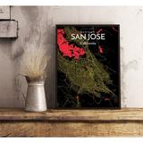 Williston Forge 'San Jose City Map' Graphic Art Print Poster in Black Paper in Black/Green | 17 H x 11 W x 0.05 D in | Wayfair WLFR5130 43628684
