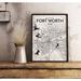 Williston Forge 'Fort Worth City Map' Graphic Art Print Poster in Ink Paper | 27.56 H x 19.69 W x 0.05 D in | Wayfair WLFR5167 43629057
