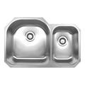 Whitehaus Collection Noah's 31.5" L x 20.75" W Double Basin Undermount Kitchen Sink Stainless Steel in Gray | 9 H x 31.5 W x 20.75 D in | Wayfair