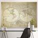 Wexford Home 'Vintage World Map II' Graphic Art Print on Wrapped Canvas in Beige Canvas, Solid Wood in White | 36 H x 48 W x 1.5 D in | Wayfair