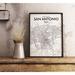 Williston Forge 'San Antonio City Map' Graphic Art Print Poster in/Gray Paper in White | 36 H x 24 W x 0.05 D in | Wayfair WLFR5147 43628858