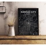 Williston Forge Kansas City City Map Graphic Art Print Poster in Paper in Black | 20 H x 16 W x 0.05 D in | Wayfair WLFR5160 43628985