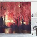 World Menagerie Ascuaga"s Nature Enchanted Mist Forest w/ Shady Autumn Trees At Night Magical Paint Artwork Single Shower Curtain | Wayfair