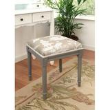 123 Creations Chinoiserie Solid Wood Vanity Stool Linen in Brown | 19 H x 17 W x 16 D in | Wayfair CS076DS-LT