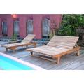 Anderson Teak Bel-Air Double Reclining Teak Chaise Lounge Wood/Solid Wood in Brown/White | 13.5 H x 55 W x 79 D in | Outdoor Furniture | Wayfair