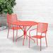 Flash Furniture Oia 35.25" Round Indoor-Outdoor Steel Patio Table Set w/ 2 Square Back Chairs Metal in Red | Wayfair CO-35RD-02CHR2-RED-GG