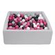 Soft Jersey Baby Kids Children Ball Pit with 450 Balls, Gift, 90x90 cm (Balls Colours: Black,White,Pink, Grey)