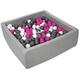 Soft Jersey Baby Kids Children Ball Pit with 450 Balls, Gift, 90x90 cm (Balls Colours: White, Pink, Grey)