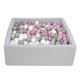 Soft Jersey Baby Kids Children Ball Pit with 450 Balls, Gift, 90x90 cm (Balls Colours: White,Light Pink,Grey)