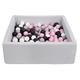 Soft Jersey Baby Kids Children Ball Pit with 300 Balls, Gift, 90x90 cm (Balls Colours: Black,White,Light Pink,Grey)