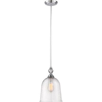 Nuvo Lighting 65862 - 1 Light Polished Nickel Clear Seeded Glass Shade Pendant Light Fixture (FERN 1 LIGHT LARGE PENDANT)
