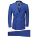 Mens 3 Piece Double Breasted Wide Chalk Pin Stripe Suit Royal Blue Classic Retro Tailored Fit [Chest UK 42 EU 52,Trouser 36",Royal Blue]
