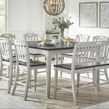 Lark Manor™ Olavo Counter Height Extendable Rubberwood Solid Wood Dining Table Wood in Brown/Gray | 36 H in | Wayfair