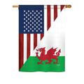 Breeze Decor American Wales Friendship 2-Sided Polyester 40 x 28 in. Garden Flag in Blue/Red | 40 H x 28 W in | Wayfair