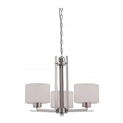 Nuvo Lighting 65206 - 3 Light Polished Nickel Etched Opal Glass Shades Chandelier Light Fixture (Parallel - 3 Light Chandelier w/ Etched Opal Glass)