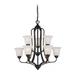 Nuvo Lighting 65699 - 9 Light Sudbury Bronze Frosted Glass Shades Chandelier Light Fixture (ELIZABETH 9 LT- 2 TIER CHNDLR)