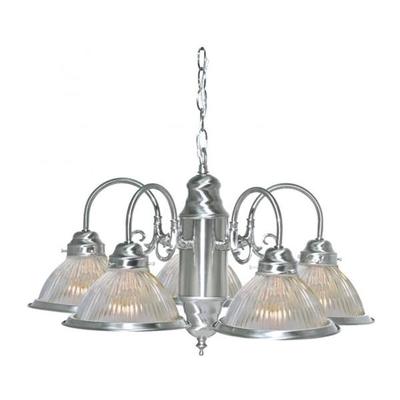 Nuvo Lighting 76444 - 5 Light Brushed Nickel Clear Ribbed Glass Shades Chandelier Light Fixture (5 Light - 22