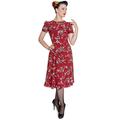 Hell Bunny Birdy 40s 50s Tea Party Pin Up Landgirl WW2 Retro Vintage Style Dress (S - UK 10, Red)