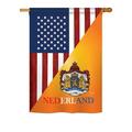 Breeze Decor American Dutch Friendship 2-Sided Polyester 40 x 28 in. Garden Flag in Blue/Orange | 40 H x 28 W in | Wayfair