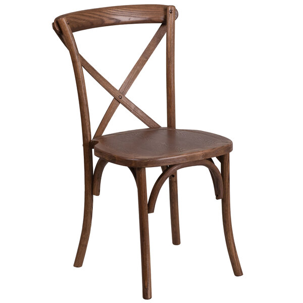 Flash Furniture XU-X-PEC-GG Hercules Pecan Wood Stackable Cross Back Chair