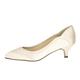 Rainbow Club Hollie - Classic Low Heel Ivory Satin Court Bridal Wedding Shoes with Curved Detailing, 6 UK