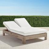 St. Kitts Double Chaise in Weathered Teak with Cushions - Natural, Standard - Frontgate