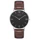 Cristal Watches Silver - Black dial - Leather Strap Brown (Brown/Black)