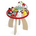 Janod Wooden Activity Table ‘Baby Forest’ - Large Early Learning Centre for Stacking, Dexterity with Maze, Cubes, Gear System and 3 Wooden Animals - From 1 Year Old, J08018