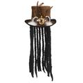 Boland 72183 - Hut Voodoo Buluku mit Haaren, unisex-adult, One Size, Zylinder, mit Rastalocken, mit Band, Zahnapplikation, Federapplikation