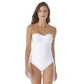 Anne Cole Women's Front-Shirred Bandeau One-Piece Swimsuit, White, 14