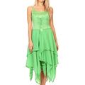 Sakkas 9031 Lady Mary Jacquard Bodice Handkerchief Hem Dress - Limegreen - Plus Size