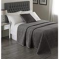 Riva Paoletti Brooklands Luxury King Size Bedspread - Graphite Grey - Velvet Feel Quilt Design - Linen Border - 265 x 265cm (104" x 104" inches)