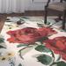 White 96 x 0.63 in Indoor Area Rug - Martha Stewart Rugs Rose Chintz Floral Tufted Wool Shortbread Area Rug Wool | 96 W x 0.63 D in | Wayfair